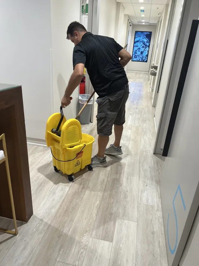 Commercial office cleaning detail from a real job site